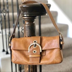 Vintage Coach Tan Saddle Leather Shoulder Bag